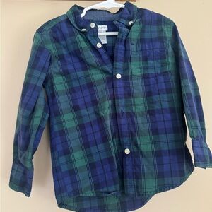 Carter's Navy Forest Green Tartan Plaid Button-Down Shirt